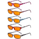 Eyekepper 5 Pack Computer Glasses Digital Eye Strain Prevention Blue Light Filter Reading Glasses Orange Tinted +0.00