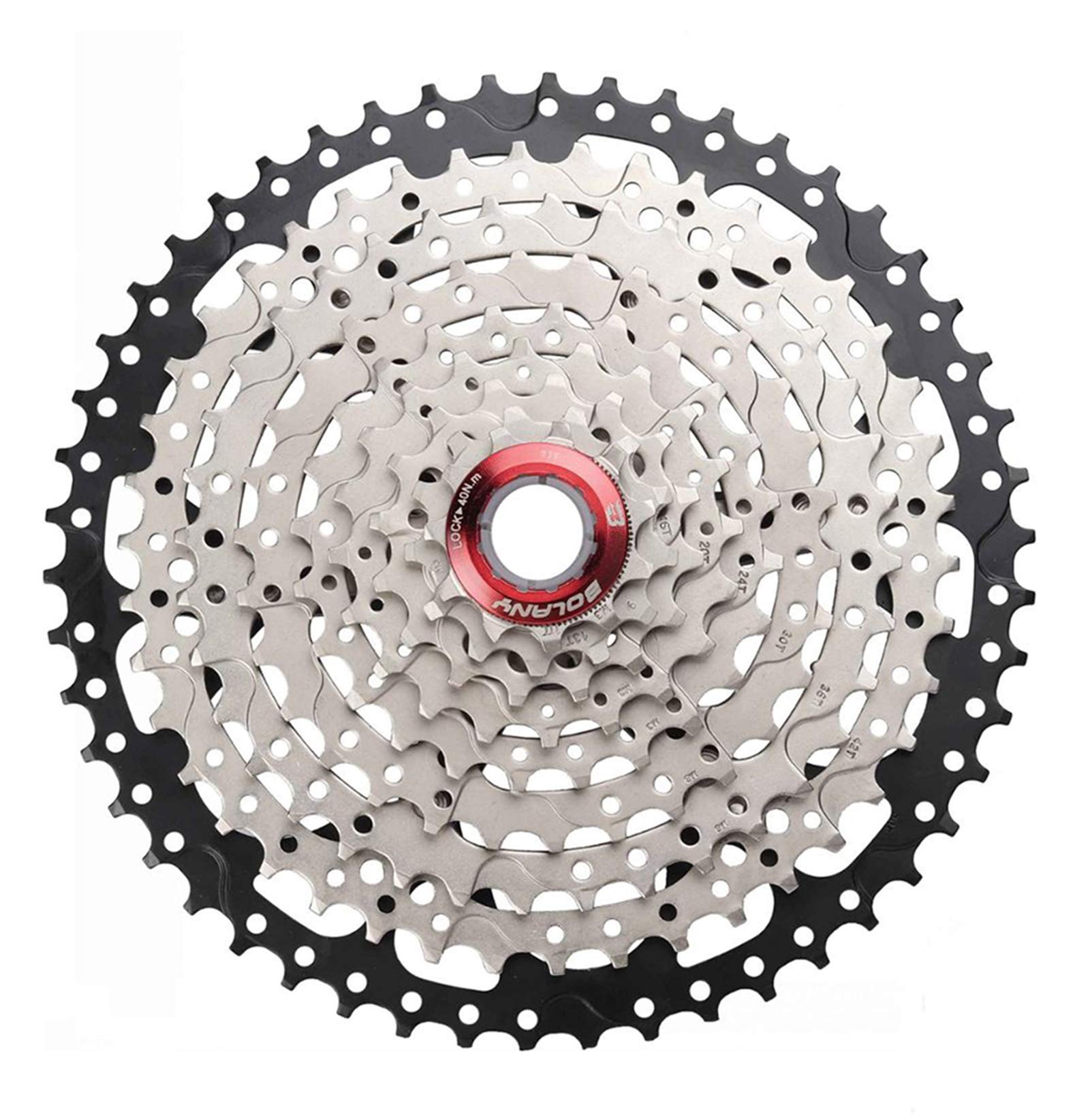 BOLANY 8-9-10-11-12 Speed Cassette 11-32T 11-36T 11-40T 11-42T 11-46T 11-50T 11-52T Wide Ratio MTB Bicycle Part Freewheel Sprocket with Rear Derailleur Extension (10 speed 11-46T)