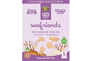 Love Child Organics Sea Friends Arrowroot Vanilla Cookies, 100 g (Pack of 6), Made in Canada, by Nature's Path