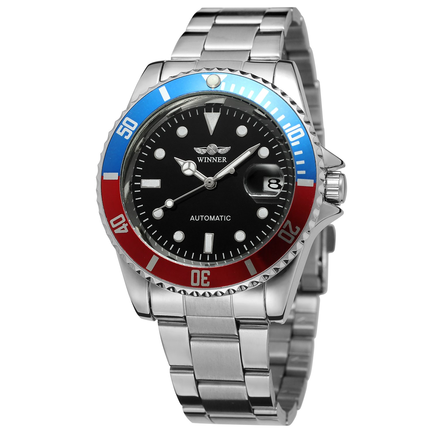 FORSINING Men's Vintage Automatic Selfwind Stainless Steel Bracelet Collection Watch with Dots