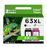 Relcolor 63XL Ink Cartridges Replacement for HP 63 XL Black Color Combo Pack for HP63 HP63XL for 4650 3830 5255 4520 5258 3630 4652 4655 5200 4512 3632 5252 2132 1112 3631 2130 4510 3634 3833 Printer