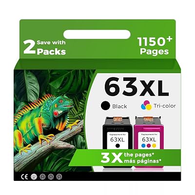 Relcolor 63XL Ink Cartridges Replacement for HP 63 XL Black Color Combo Pack for HP63 HP63XL for 4650 3830 5255 4520 5258 3630 4652 4655 5200 4512 3632 5252 2132 1112 3631 2130 4510 3634 3833 Printer