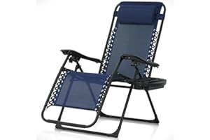 CAPHAUS Blue Zero Gravity Chair, Zero Gravity Recliner, Zero Gravity Lounge Chair, Reclining Outdoor Chair, Anti-Gravity Chai