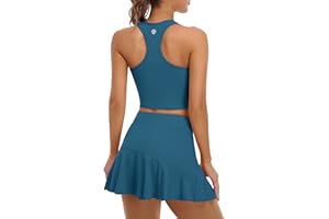 ATTRACO Women Tennis Outfits with Shorts Racerback Golf Skirt Set Athletic Dress