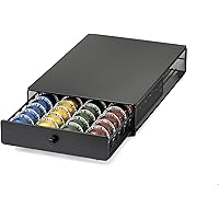 Nifty Vertuoline Rolling Coffee Pod Drawer – Satin Black Finish, 40 Pod Capsule Holder, Compact Under Coffee Pot Storage, Off