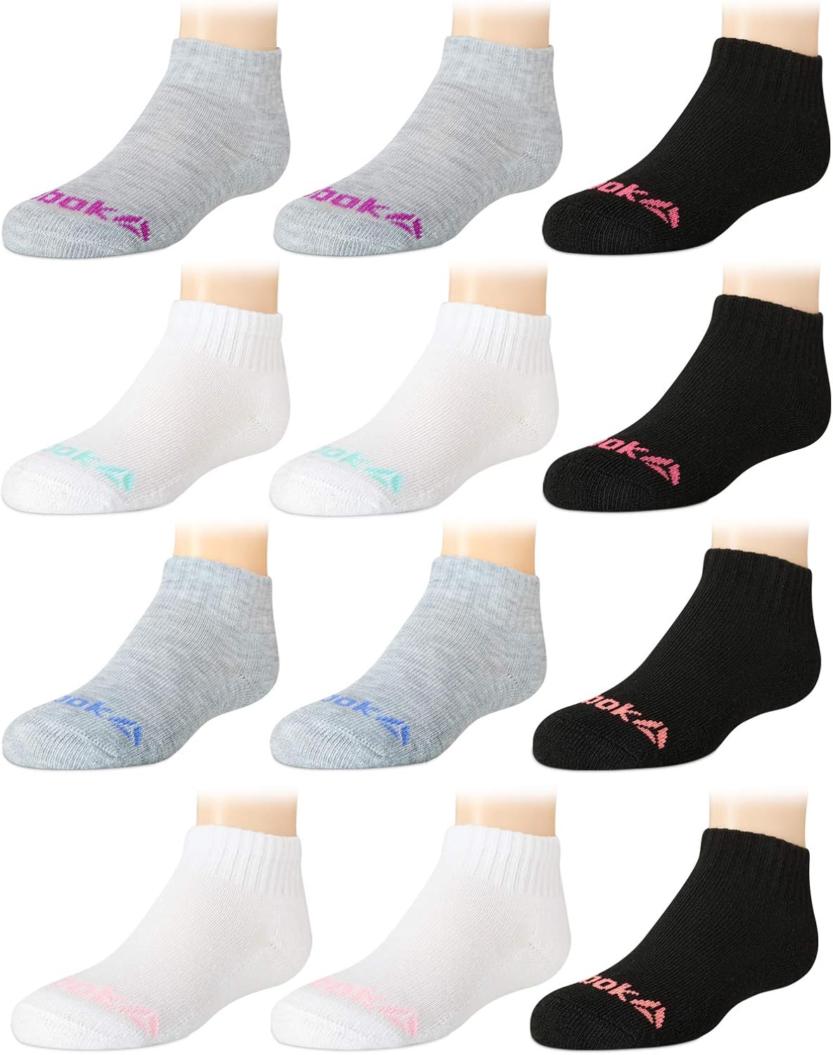Reebok Girls' 12 Pack Athletic Moisture Control Quarter Cut