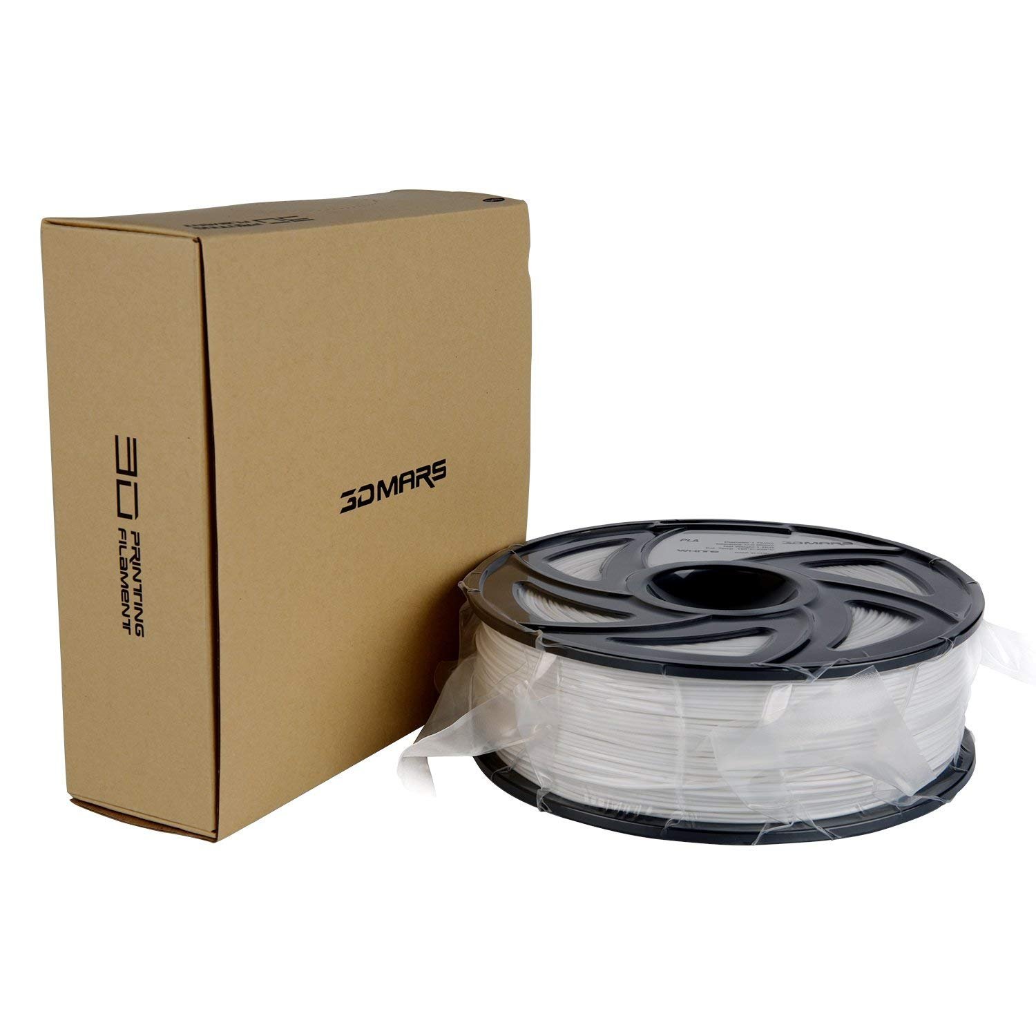 3D Mars 3D Printing Filament, 1.75 mm PLA 3D Printer Filament, Dimensional Accuracy +/- 0.03mm,1.2KG Spool Filament PLA 3D Filament for Most 3D Printer & 3D Pen, White