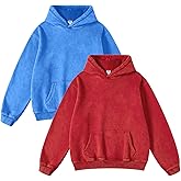 FAIABLE Womens 2 Pack Oversized Acid Wash Hoodie Sweatshirt Unisex Vintage Heavyweight Distress Hoodies for Women Men