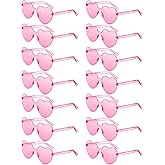 TOODOO 14 Pairs Heart Shaped Sunglasses for Women Rimless Heart Sunglasses Bulk for Party Favors