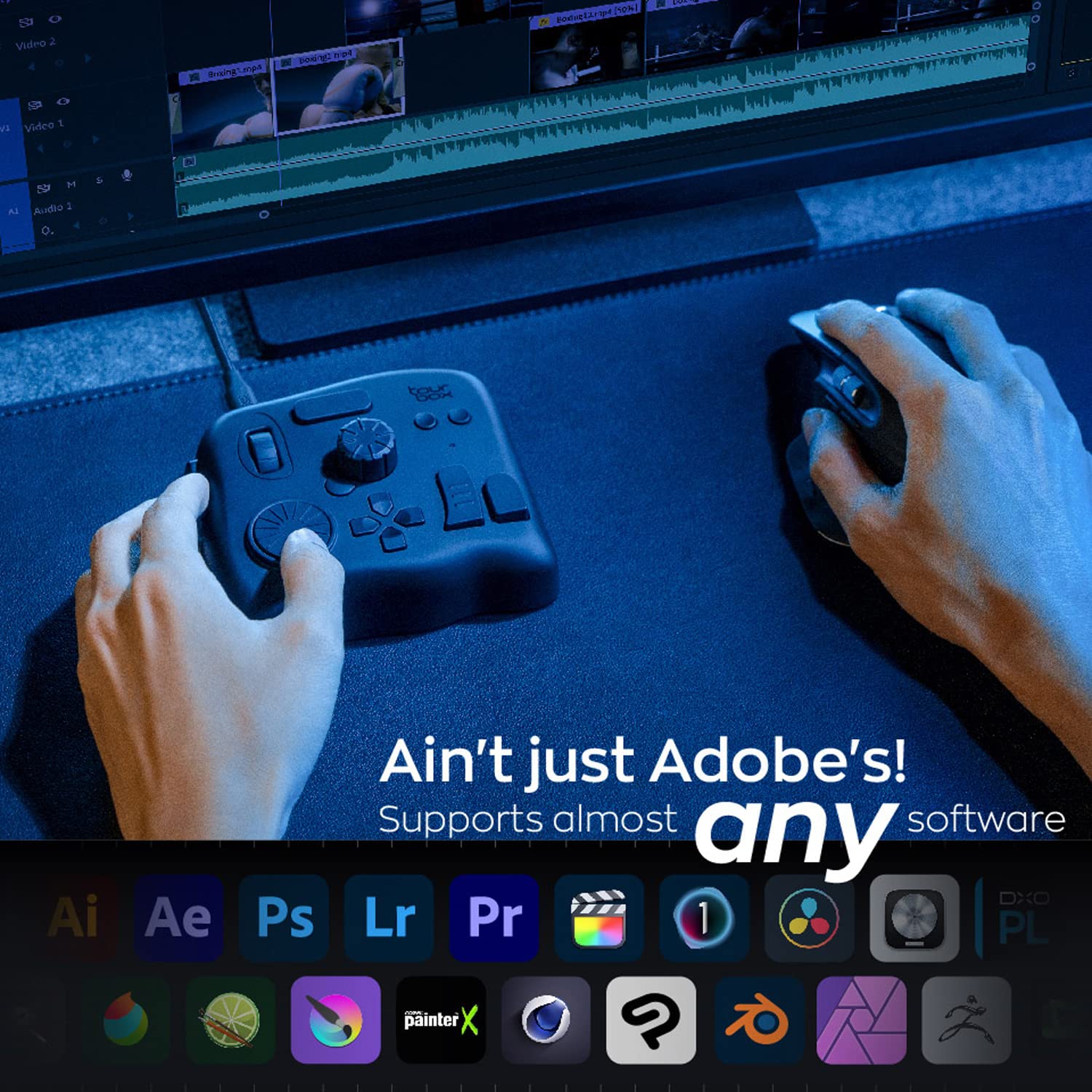 TourBox NEO - Custom Controller for Photo Video Editing, Color Grading, Ilustration, MacOS/Windows, Photoshop Lightroom Davinci Resolve After Effects Premiere FCPX Programmable Keyboard Bundle