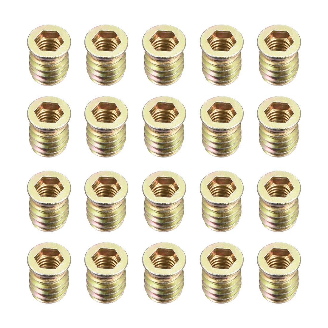 sourcing map Wood Furniture M8x17mm Threaded Insert Nuts Interface Hex Socket Drive 20pcs