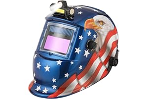 WALKEREN WR01A Welding Helmet Auto Darkening with LED Light True Color Solar Powered Welder Hood with Adjustable Shade Range 4/9-13 for Mig Tig Arc Welding Mask (Blue Eagle II)