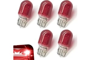 Arwrilt 5 PCS 7443 Light Bulbs, T20 Dual Wire Plug and Play 7443 Brake Light Bulb, 7443 Miniature Bulb Tail Light Bulb, 12V 21/5W Reverse Light Bulb, Lighting Replace for Cars, Trucks, SUVs (Red)