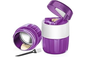 DUBSTAR 3-in-1 Pill Crusher Pill Grinder, Pill Crusher Fine Powder with Brush, Pill Crushers for Elderly with Pill Cutter and Storage, Pill Cutter Splitter for Small or Large Pills (Purple)