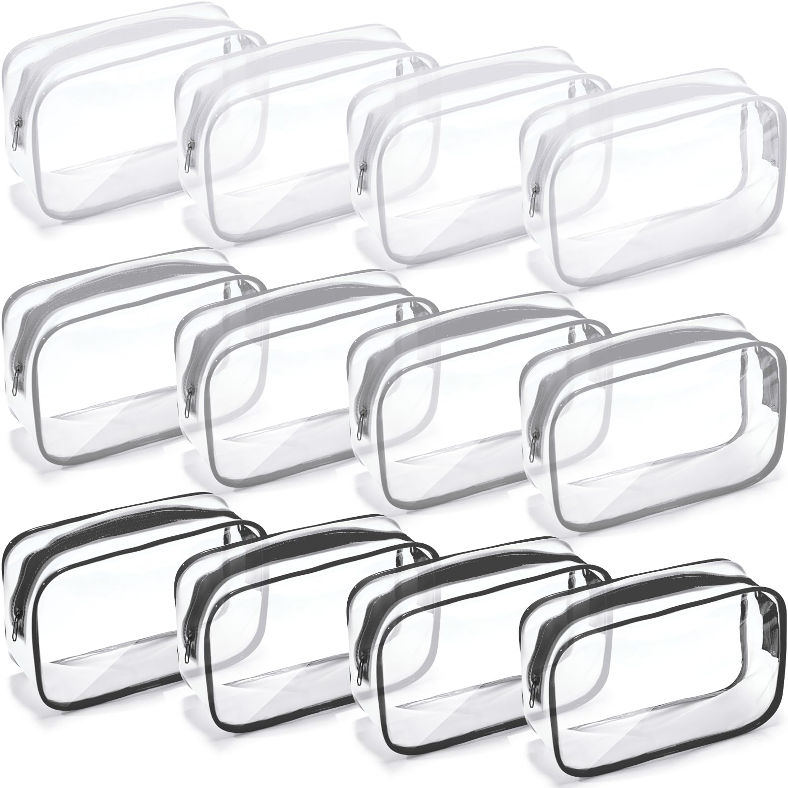 Photo 1 of Weewooday 12 Pieces Clear Makeup Bags Cosmetic Storage Bags PVC Zipper Pouches Travel Waterproof Makeup Plastic Case for Women Organizing Toiletries Traveling Bathroom(Medium,Multicolor)