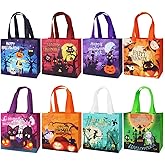 Aviski 8PCS Halloween Small Trick or Treat Bags, 7.9"×7.9"×3.15", Non-Woven Gift Tote Bags with Handles for Gifts Wrapping, Party Supplies