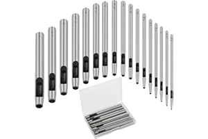 17 Pcs Round Leather Hole Punch Tool 0.5-7mm, Boyistar Metal Hollow Hole Punching for Leather Craft Punch Tools Set Round Hollow Tools for Belts, Watch Band, Paper, Plastic, Leather with Storage Box