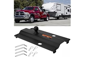 NUOVEPE 5th Wheel to Gooseneck Adapter Fits Industry-Standard 5th Wheel Rails, Gooseneck Hitch Plate with 2-5/16 Inch Ball, for Towing Heavy Trailers