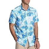 Aiyino Hawaiian Shirt for Men, Tropical Holiday Short Sleeve Casual Button Down Beach Shirts