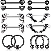 Mayhoop 14G Nipple Ring Stainless Steel Nipplerings Nipple Barbell Nipple Piercing Bar for Women Men