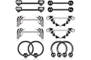 Mayhoop 14G Nipple Ring Stainless Steel Nipplerings Nipple Barbell Nipple Piercing Bar for Women Men