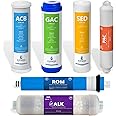 Express Water – 6 Months Alkaline Reverse Osmosis System Replacement Filter Set – 6 Filters with 50 GPD RO Membrane – 10 inch Size Water Filters