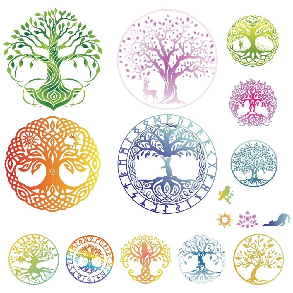 CRASPIRE Tree of Life Rub on Transfer Stickers Tree of Life Window Stickers Waterproof Rub on Decals for Scrapbooking, DIY Crafts, Home Classroom Nursary Decor — image 1