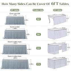 Partisky Gray Polyester Table Skirt for Rectangle
