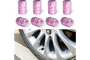 Ziciner 8 PCS Car Tire Valve Stem Caps, Aluminum Alloy Wheel Valve Covers with Rubber O-Ring, Corrosion Resistant Leak-Proof Tire Air Cap Set, Universal for SUV, Truck, Motorcycle, Bike (Pink)
