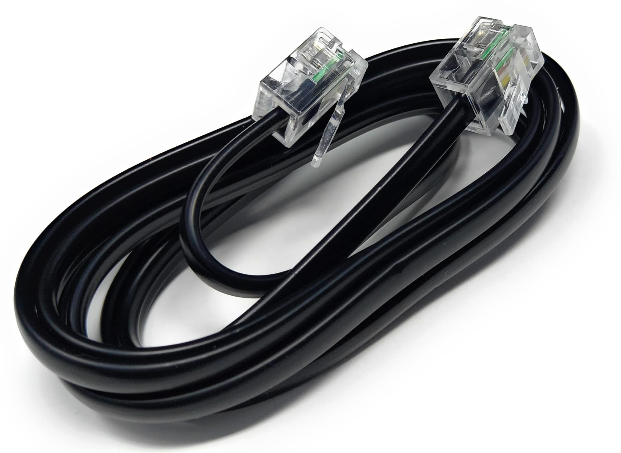 DRUT 1m RJ11 to RJ11 Telephone Landline Cable ADSL (6P4C) Flat Lead High Speed BT Internet Broadband Male to Male Router, Modem, Phone Extension Wire 3.3ft Black