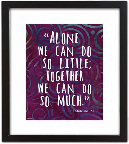 Artdash Colore Batik Motif Decoration Murale Impression Helen Keller Celebre Citation Together We Can Do So Much 8 10 W Black Frame Violet Amazon Fr Cuisine Maison