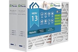 AirPurete AP-3M16254 Lot de 2 filtres de four haute capacité 16 x 25 x 4 cm | MERV 13 | Fabriqué au Canada