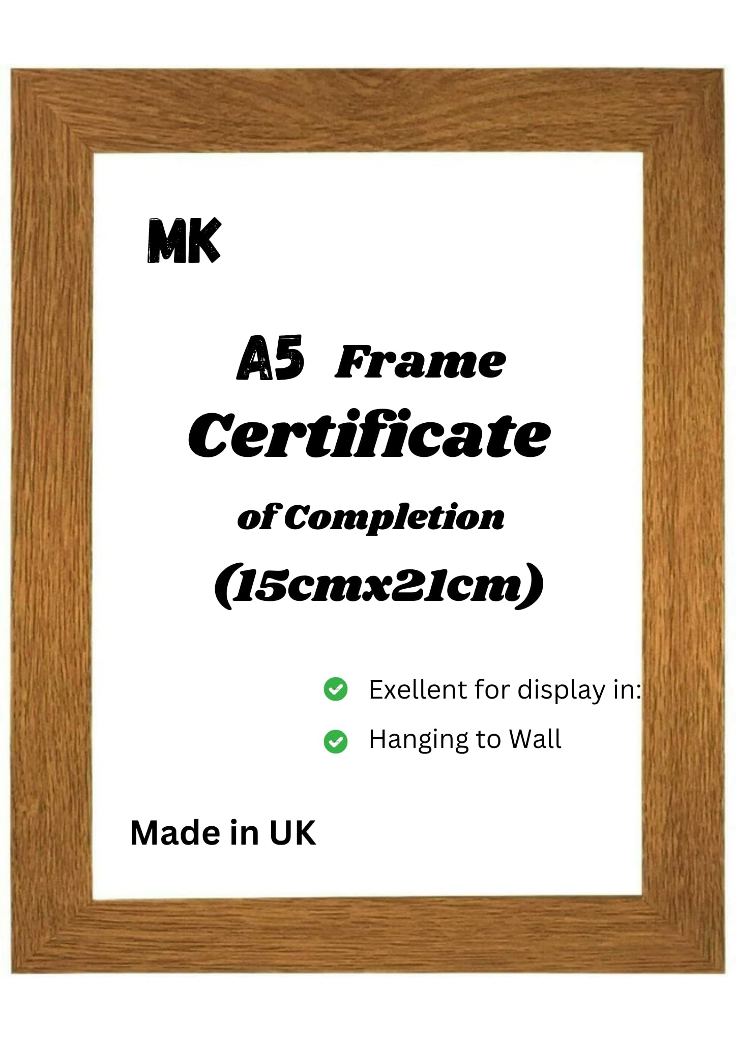 Modern Style MDF Picture Frame A3, A4, A5 Size Poster Home Decoration Photo Frames Freestanding & Wall Mountable Table Top Certificate Document Frames (A5 (15x21 cm), Oak) — image 1