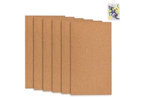 6 Pack Cork Bulletin Board,1/2" Thick Cork Boards Frameless Cork Tiles,Self-Adhesive Corkboards Wall Decor Cork Board Tiles w