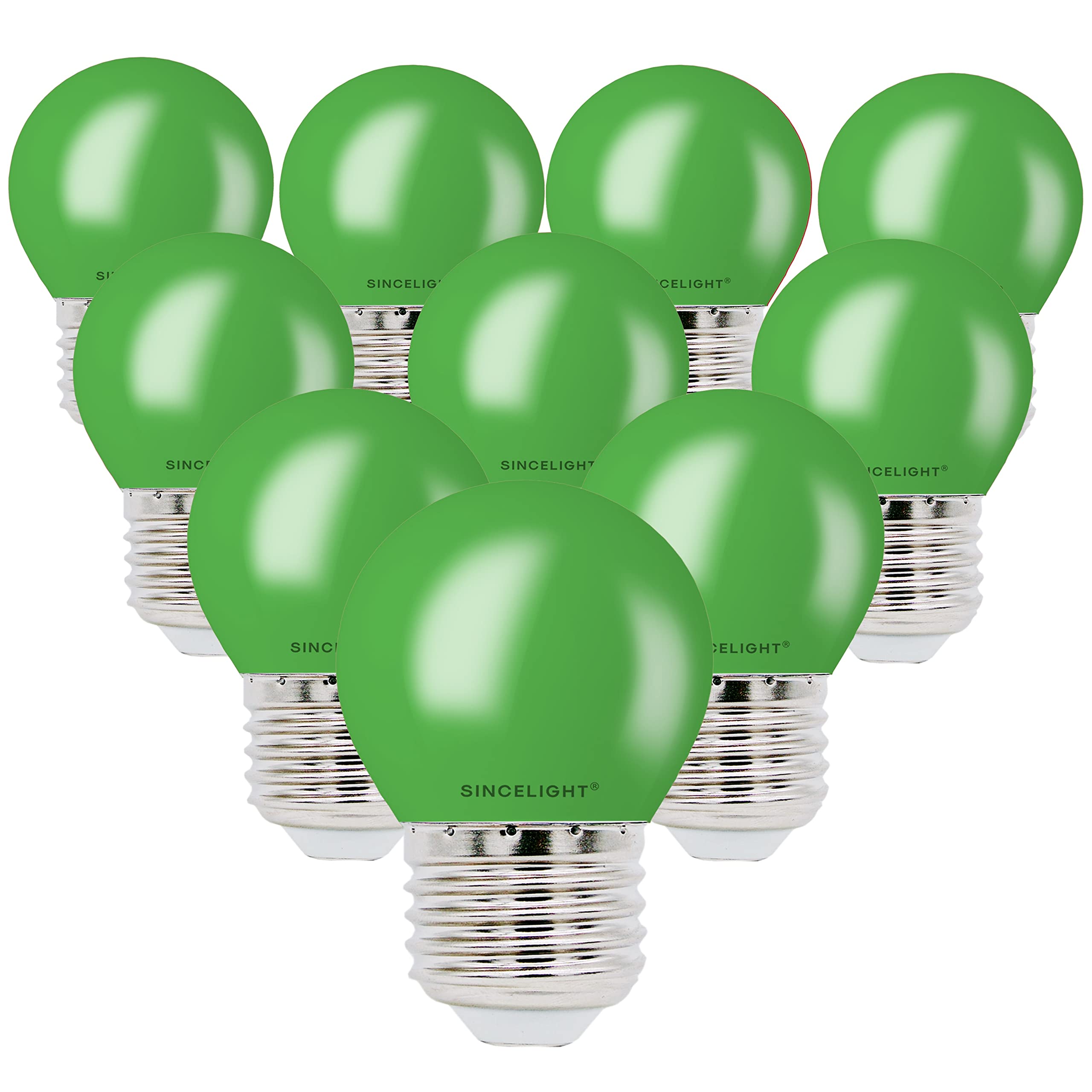 SINCELIGHT E27 LED Green Coloured Bulbs 1W Festive Decorative Garden Party Light,Pack of 10