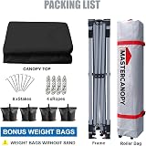 MasterCanopy Durable Ez Pop-up Gazebo 3x3M Black with Roller Bag view 5