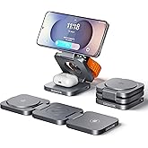LULULOOK Qi2 Foldable 3 in 1 Wireless Charging Station for Samsung Phone and Watch and Buds, Travel Magnetic Charger Stand for Samsung Galaxy S25/S24/S23/Z Flip/Fold-for Galaxy Watch 8/Ultra/Buds