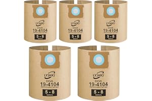 LYJHKJ 5 Pack DXVA19-4104 Vacuum Bags for DEWALT 5 to 8 Gallon Wet/Dry Vacuum, Disposable Shop Vac Bags, Dust Collection Bag Replacement