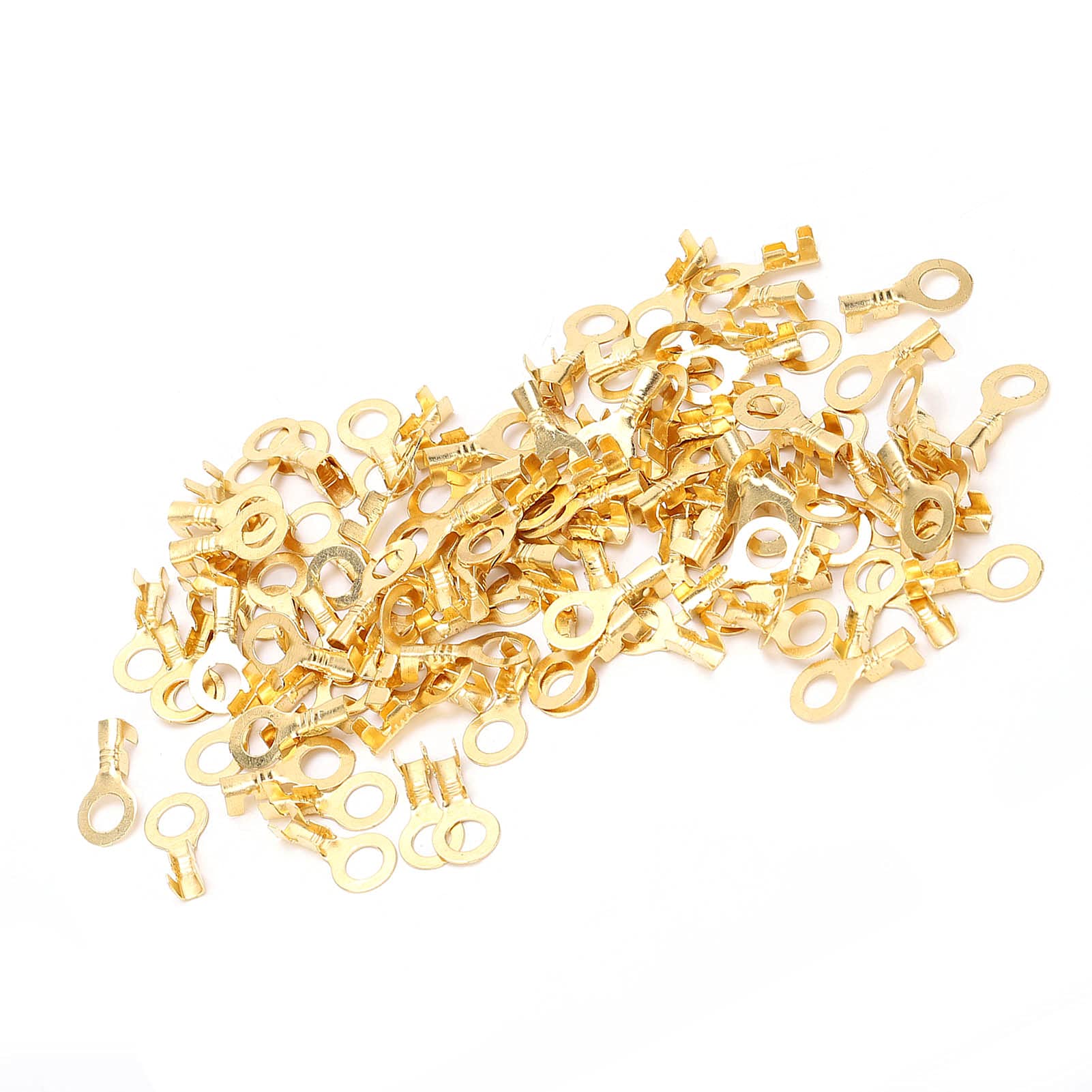 100Pcs M5 Ring Terminals Bare Brass Cable Lugs Heavy Duty Battery Connectors Cold Pressed Crimping Terminals Electrical Wiring