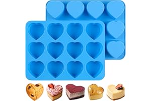 Sidosir 2Pcs Silicone Heart Muffin Pan Nonstick Molds, Valentine's Day Chocolate Molds for Crafting Muffin Cakes, Cupcake Pan
