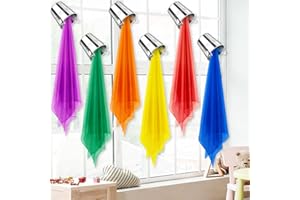DEMONWER 6 Sets Art Paint Party Decoration Back to Classroom Rainbow Sheer Curtains Set Colorful Backdrop First Day of School Pouring Paint Can Curtain for Birthday Bedroom Window