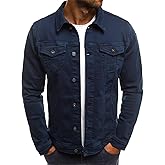 amropi Men's Casual Classic Denim Jacket Slim Fit Fashion Jean Coat