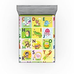 Lunarable ABC 2 Pack Fitted Sheet, Colorful