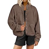 ANRABESS Womens Fuzzy Fleece Jacket Fall Casual Long Sleeve Cropped Sherpa Button Down Shacket Coats Outwear With Pockets