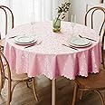 Smiry Round Table Cloth, Waterproof Heavy Duty Vinyl Tablecloths, Wipeable Washable Table Cover for Kitchen and Dining Room (Pink, 60" X 60")