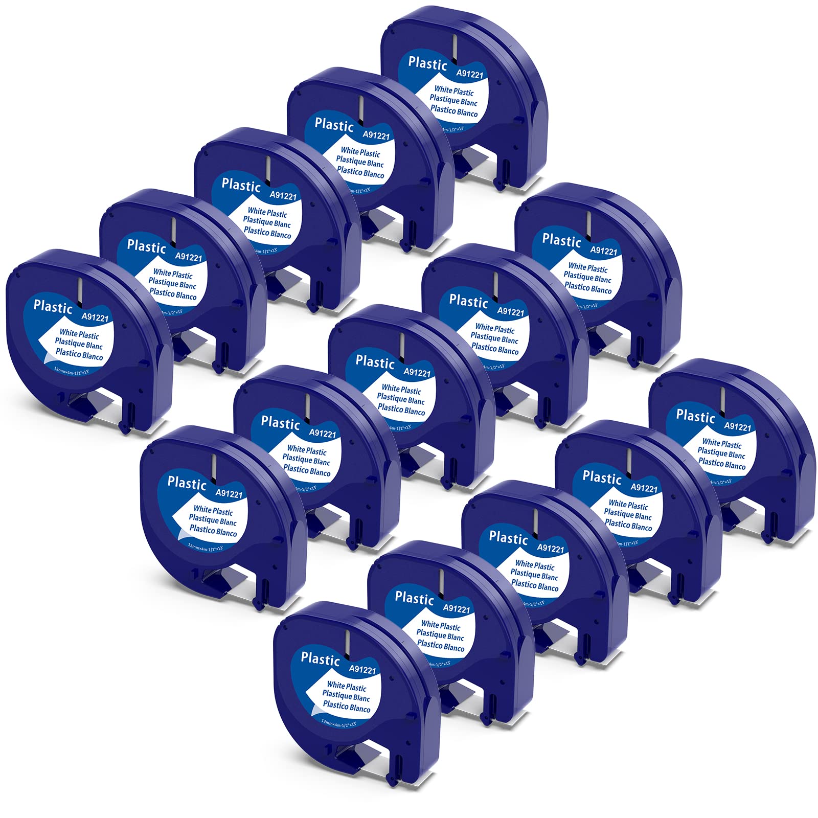 15 Pack MarkField Compatible for Dymo LetraTag Plastic Labels Tape 12 mm x 4 m, 91201 91221 S0721610 Label Compatible for Dymo LetraTag LT-100H LT-100T QX50 XR XM 2000 Plus 200B