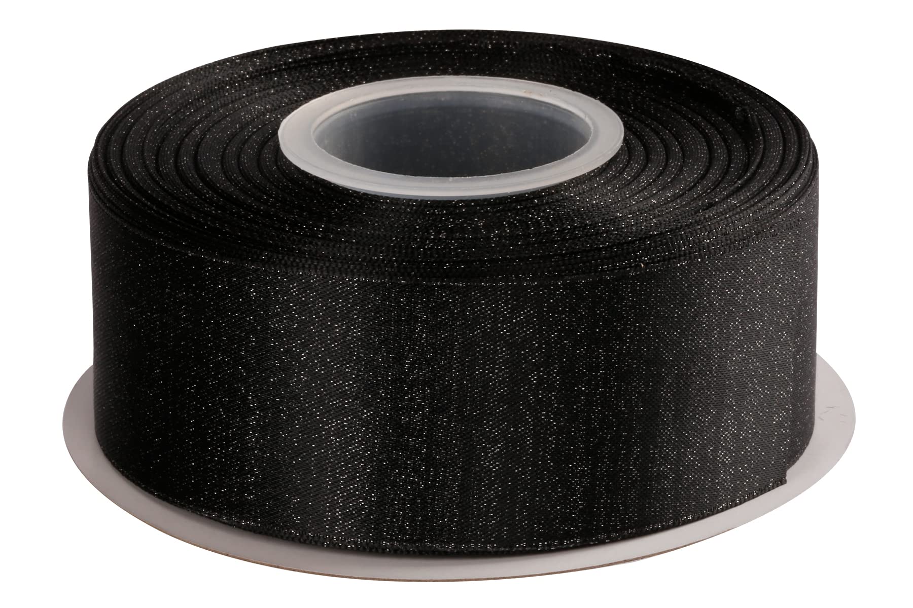 Joycrosso Black Double Faced Glitter Ribbon, Luxury Silver Purl Ribbon, 38mm x 22 Meters, Great for Gift Wrapping Wedding Decoration Floral Arrangement