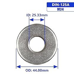 M24 x 44mm OD Flat Washer, 18-8 (304) Stainless