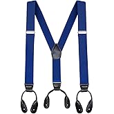 Buyless Fashion Butten End Suspenders for Men - 48" Adjustable Straps 1 1/4" - Y Shape