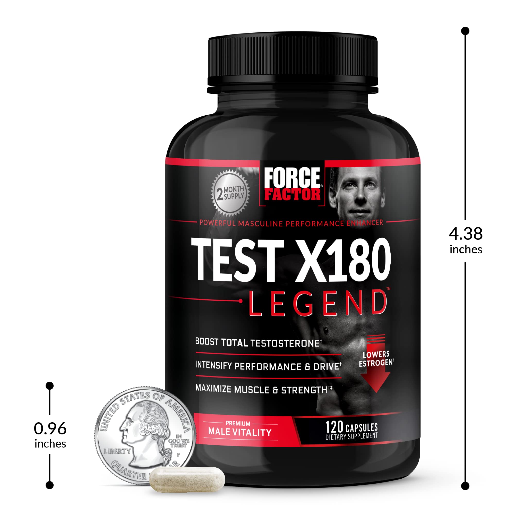FORCE FACTOR Test X180 Legend Testosterone Booster for Men to Build Muscle & Strength, Performance, Testosterone Supplement for Men’s Health, Testosterone Support, 120 Capsules